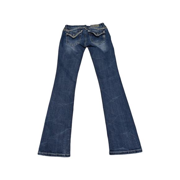 Miss Me Signature Slim Boot Cut Jeans Embroidered Bling Western Y2K Womens 27 - Picture 2 of 5
